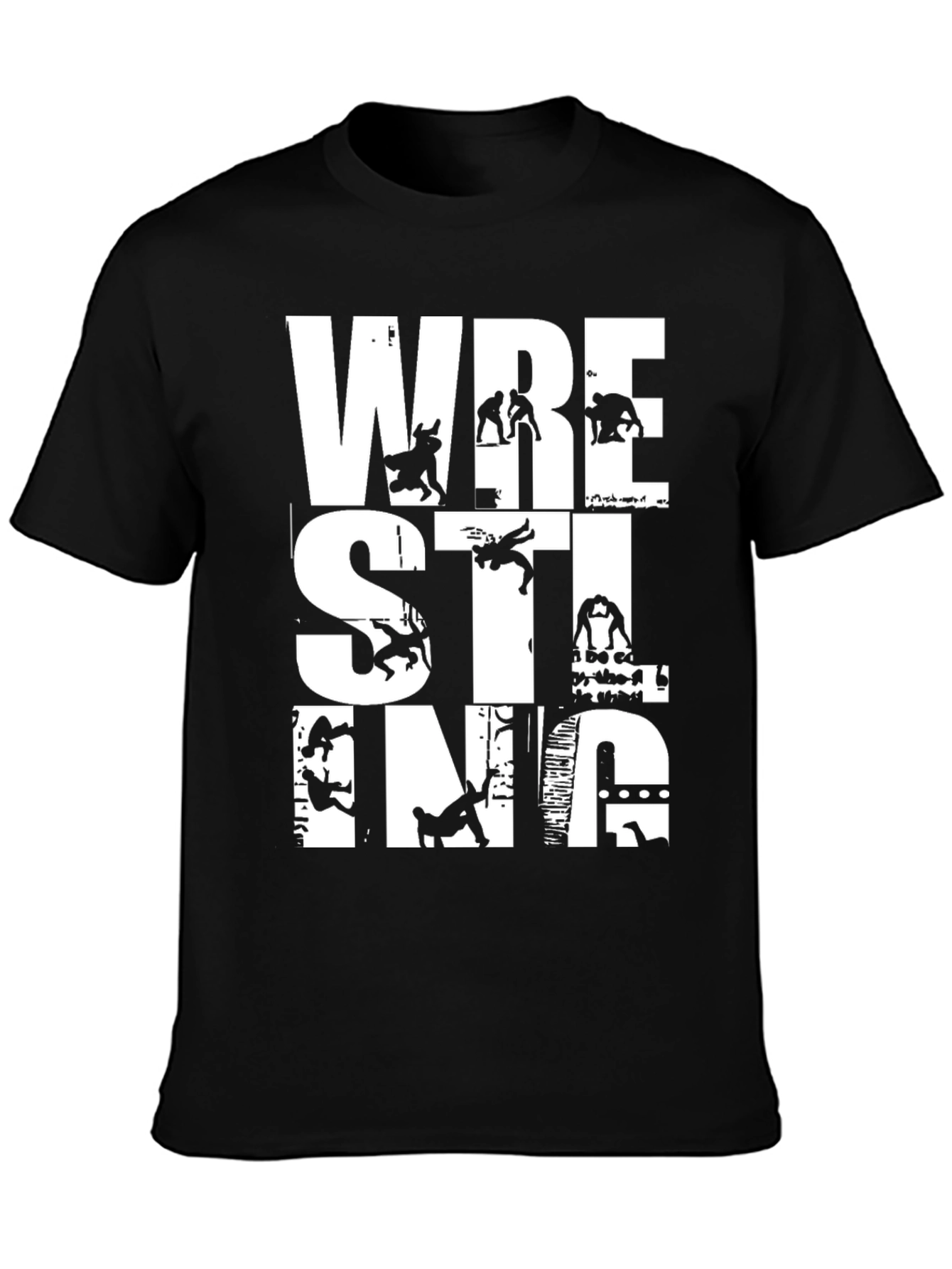 Wrestling Graphic Tee - Black Crew Neck T-Shirt