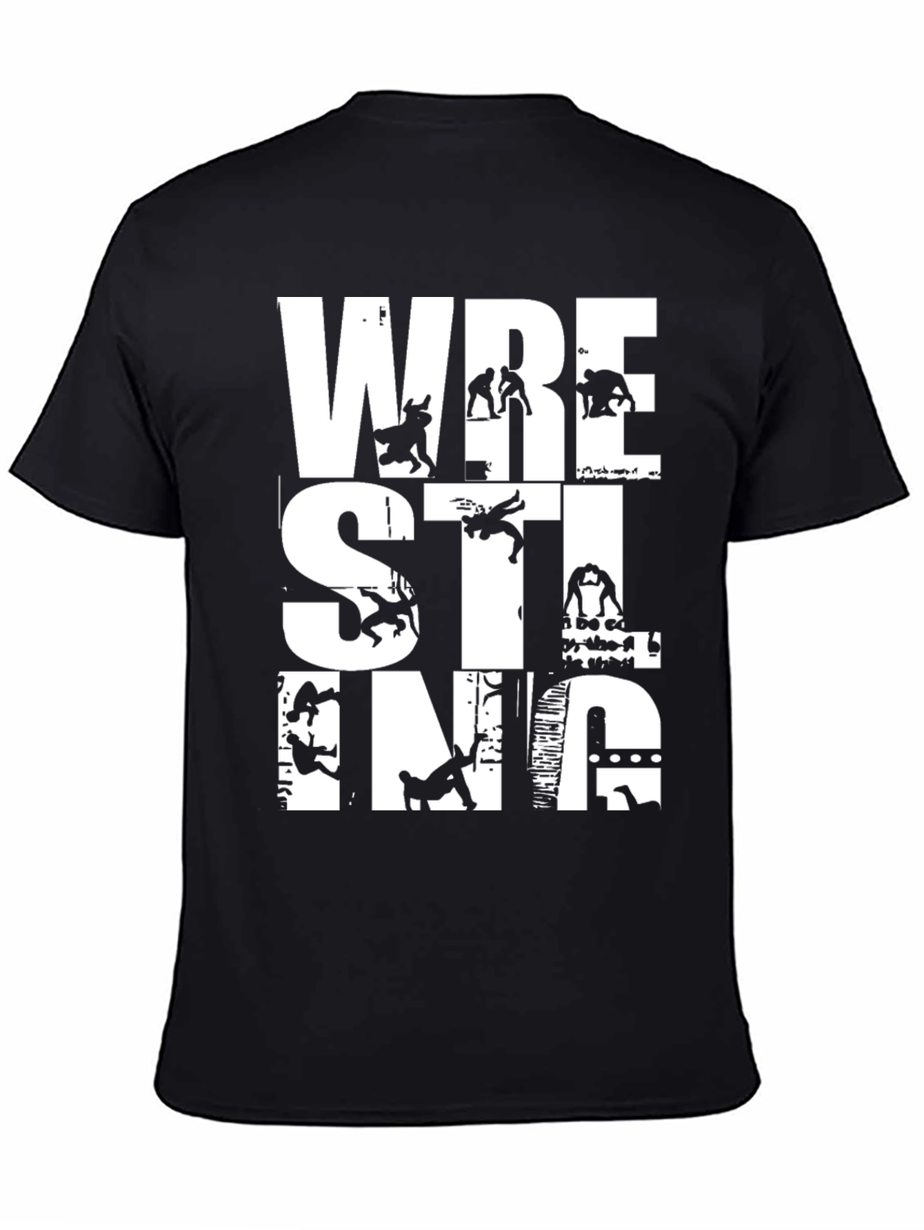 Wrestling Graphic Tee - Black Crew Neck T-Shirt