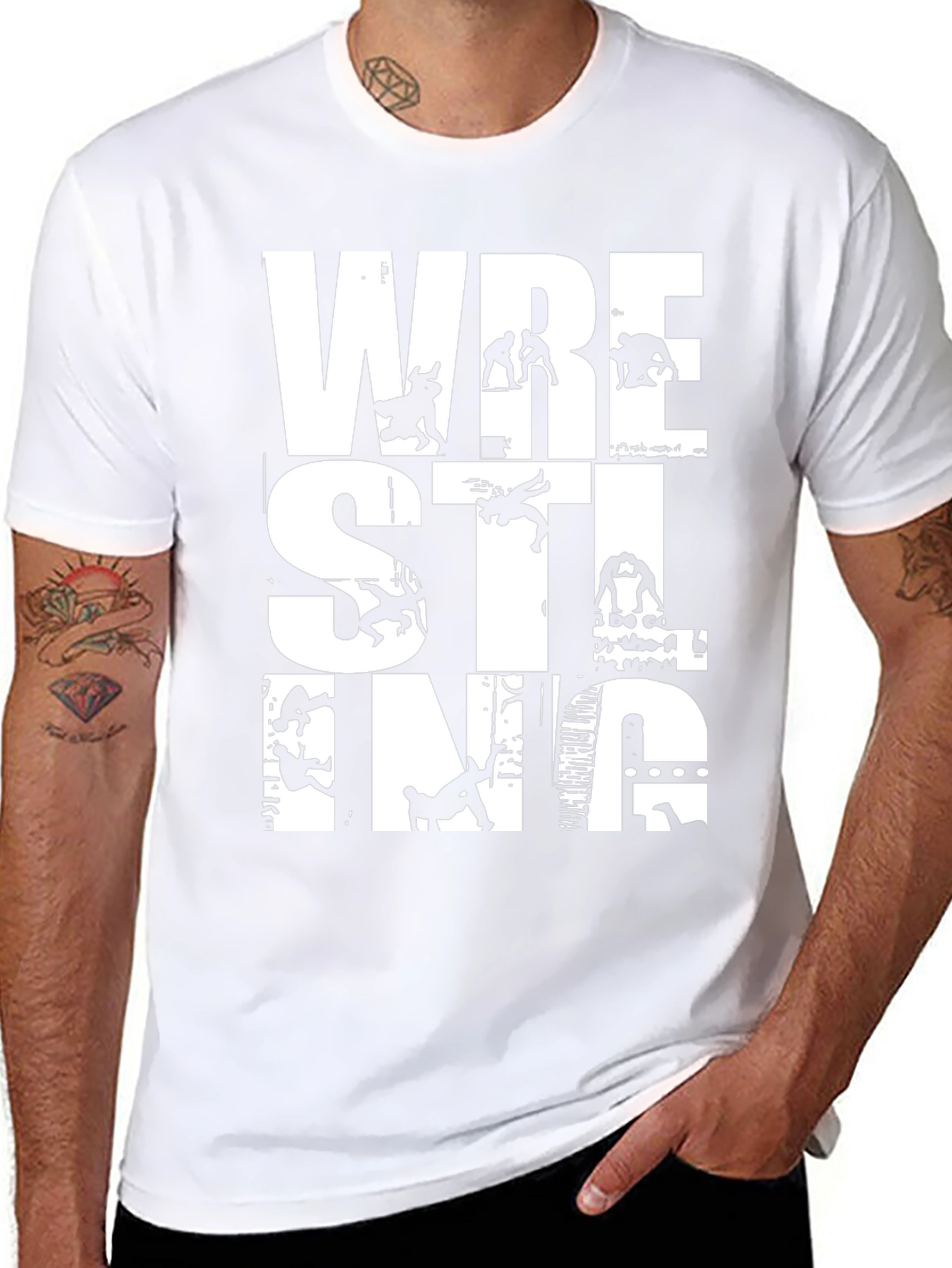 Wrestling Graphic Tee - Black Crew Neck T-Shirt