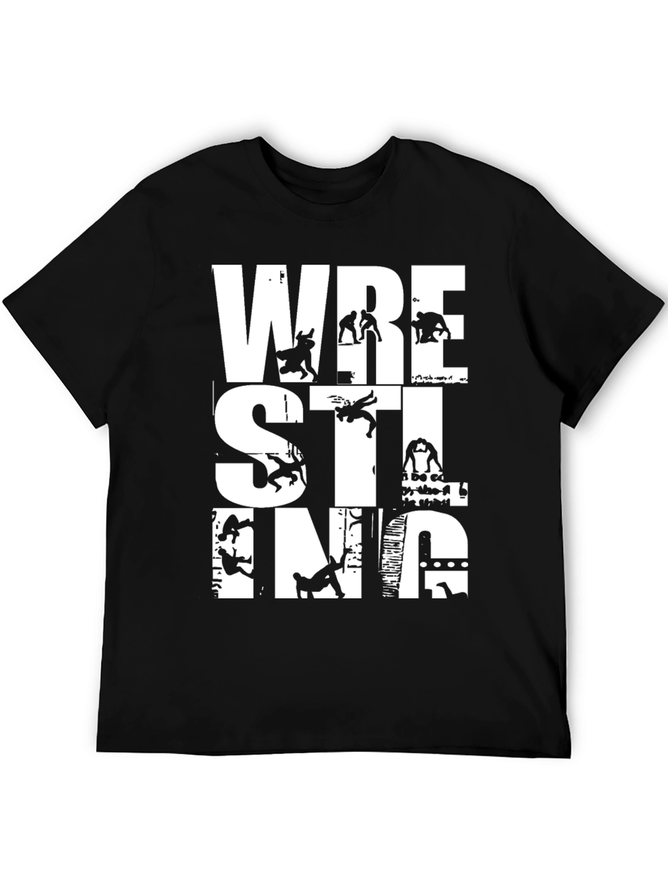 Wrestling Graphic Tee - Black Crew Neck T-Shirt