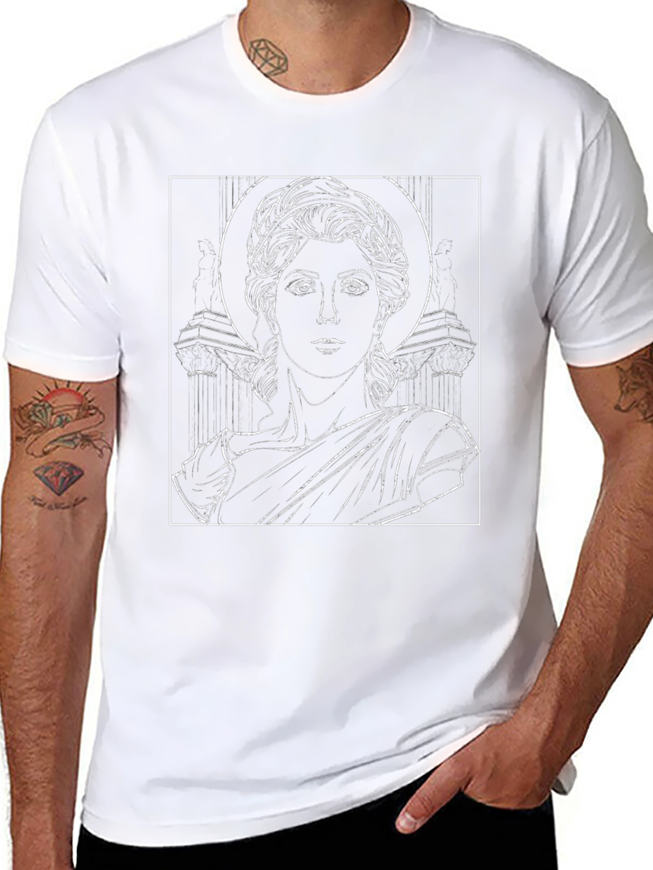 Artemis Sketch Graphic Tee - Black Cotton T-Shirt