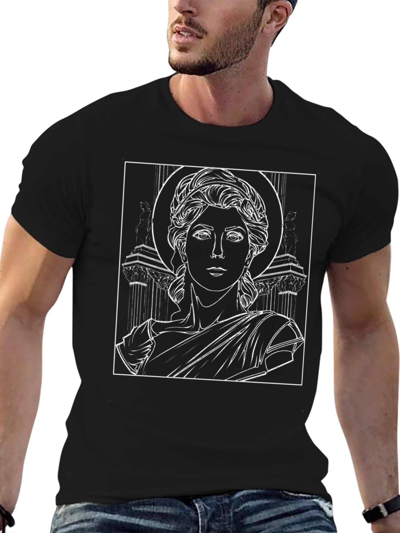 Artemis Sketch Graphic Tee - Black Cotton T-Shirt