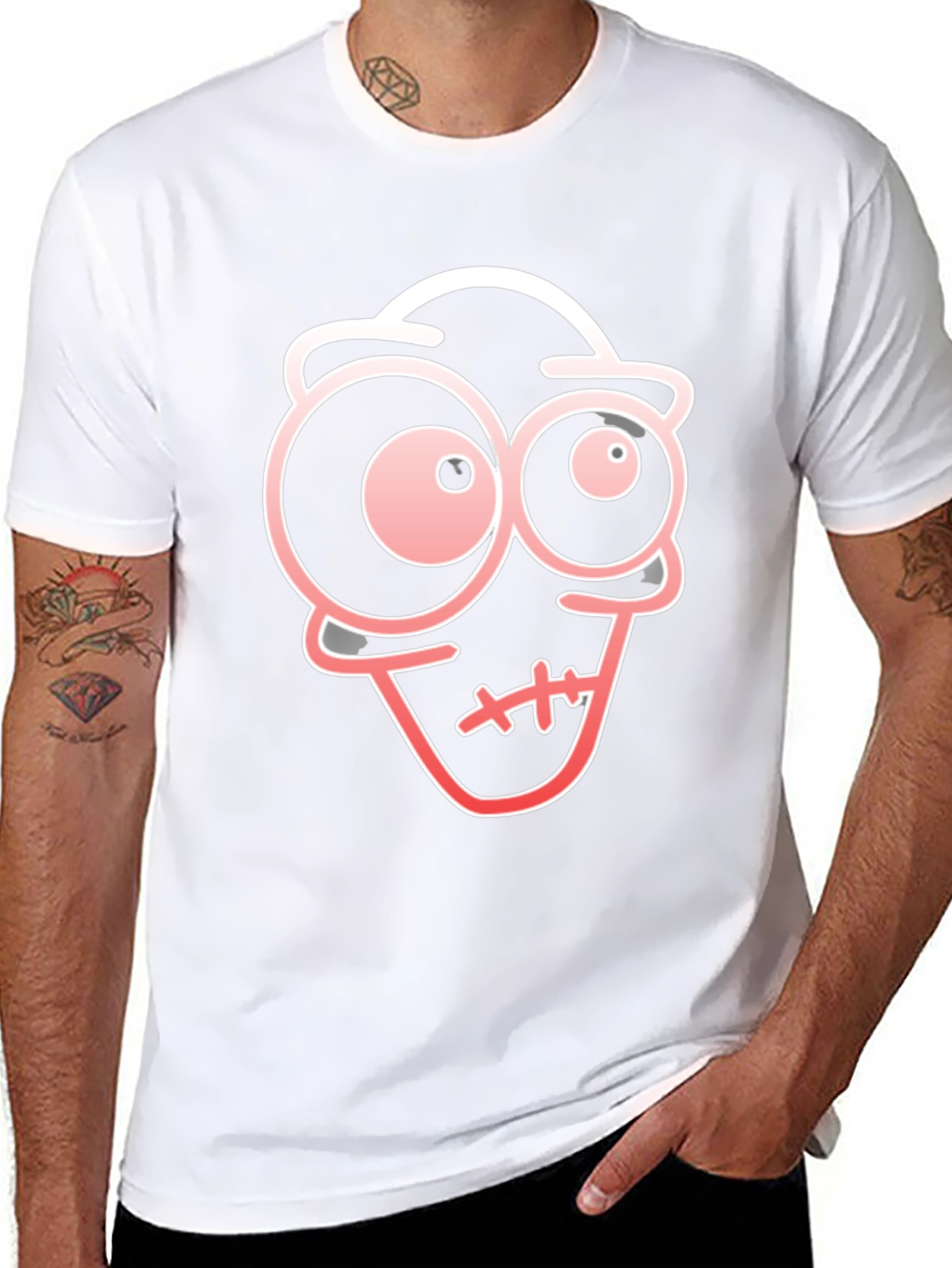 Cartoon Face Black T-Shirt