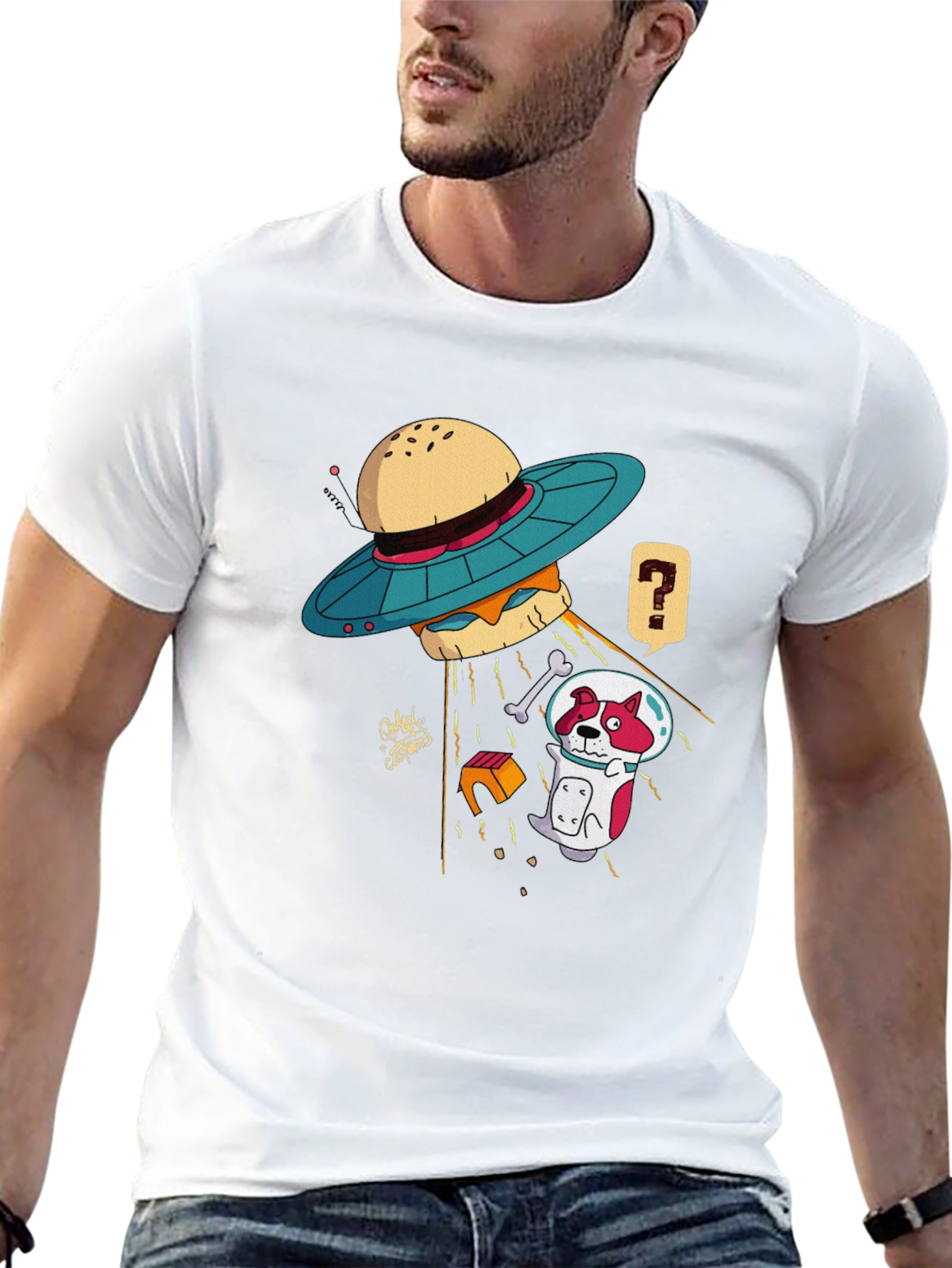 UFO Dog Abduction T-Shirt - Funny Graphic Tee