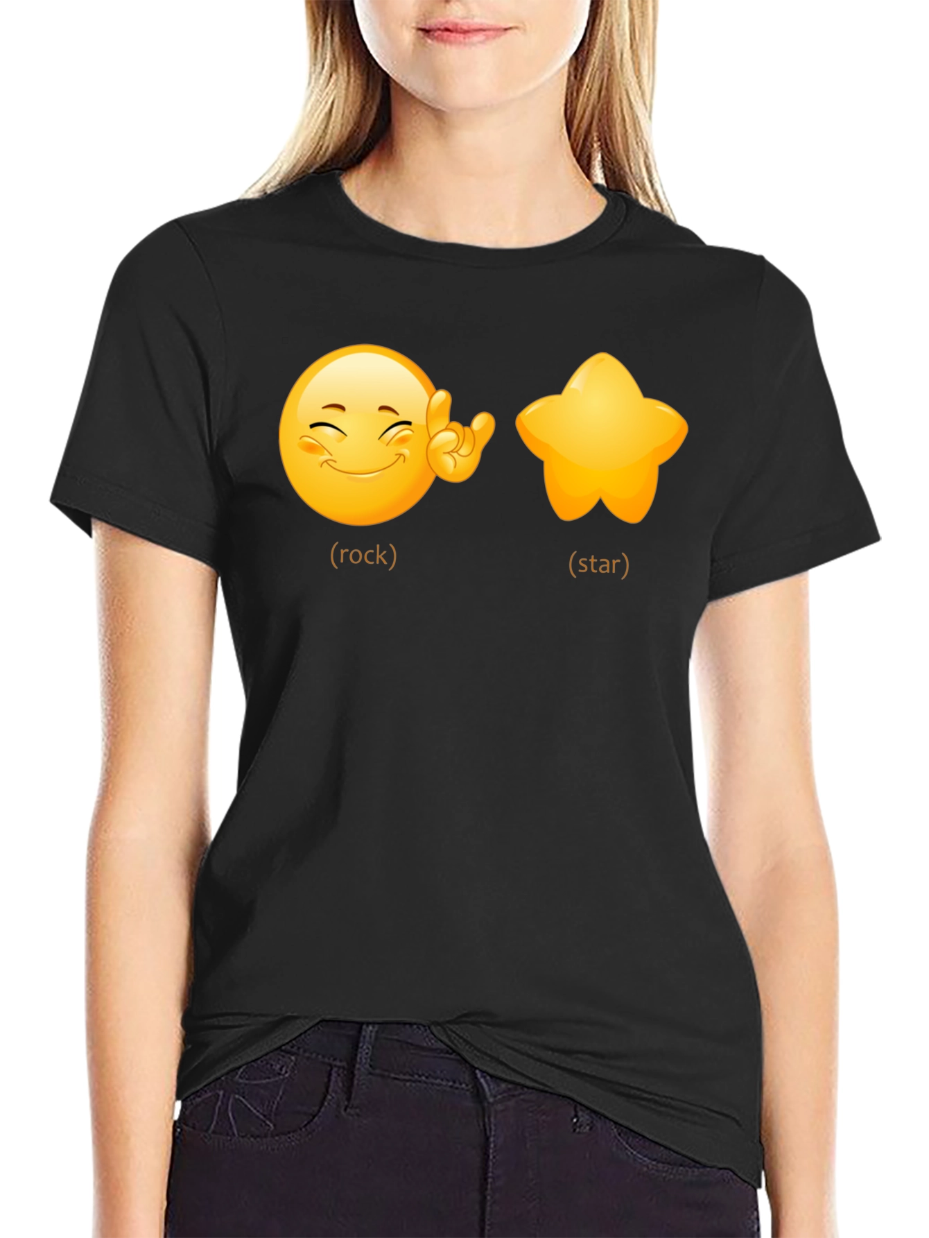 Rockstar Emoji Graphic Tee - Black