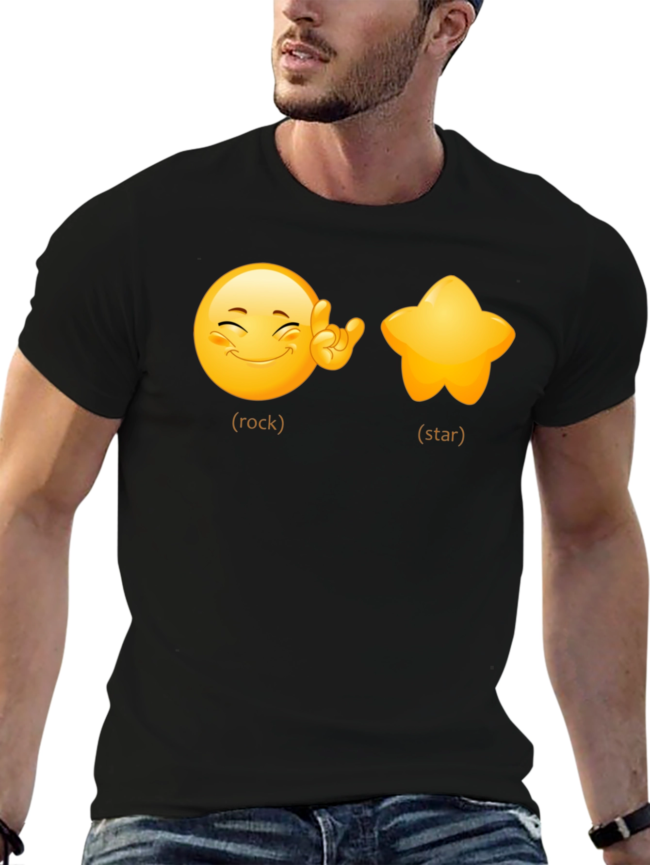 Rockstar Emoji Graphic Tee - Black