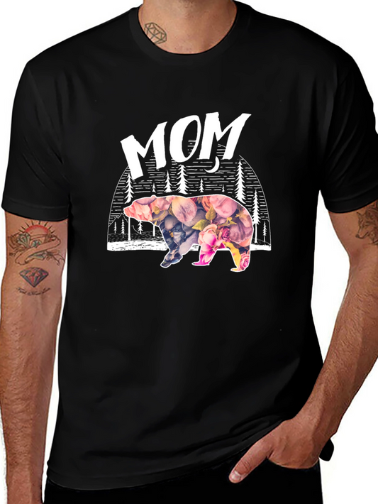 Mom Bear Floral Graphic T-Shirt