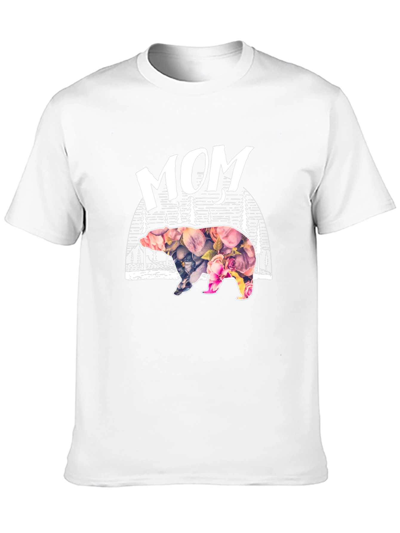 Mom Bear Floral Graphic T-Shirt