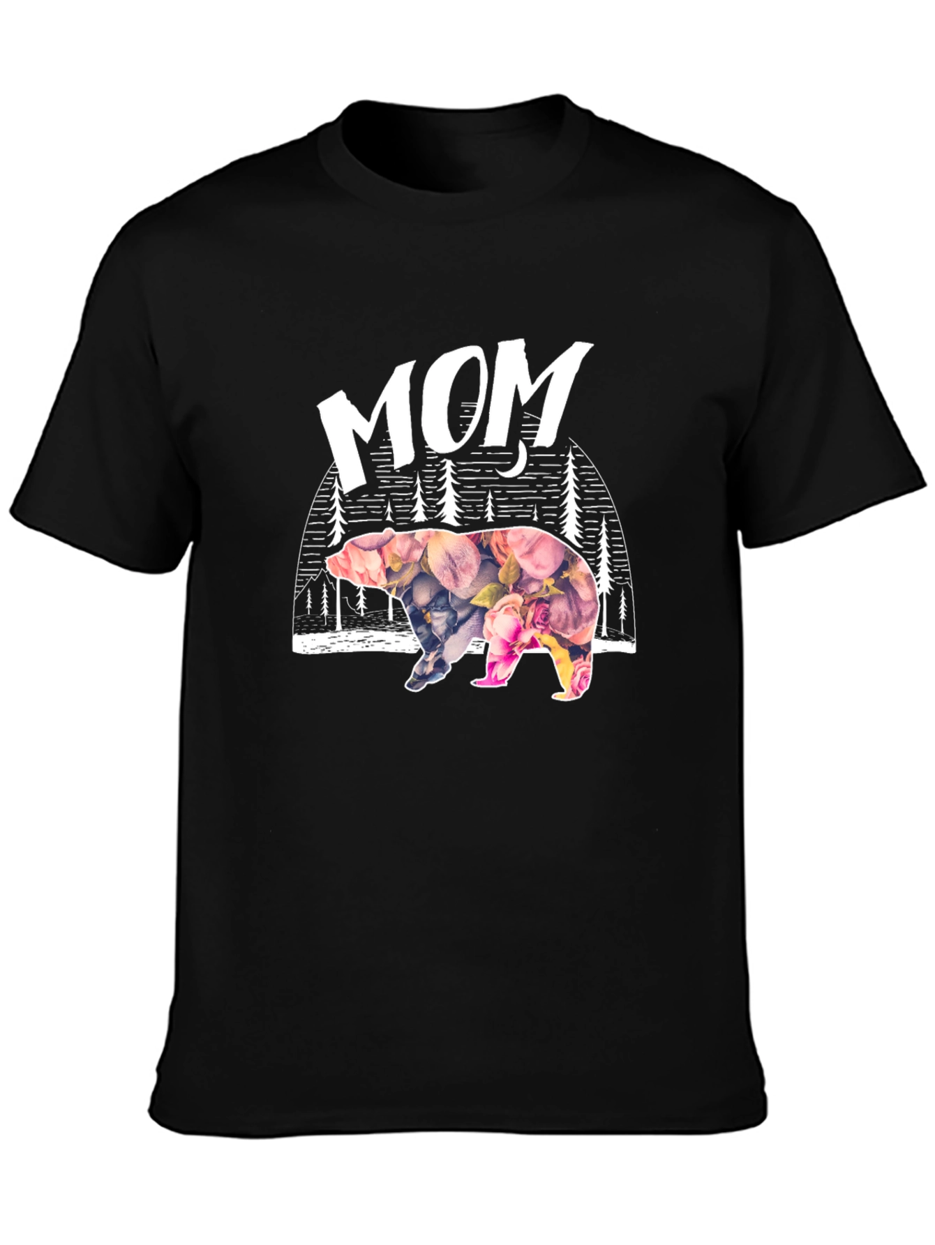 Mom Bear Floral Graphic T-Shirt