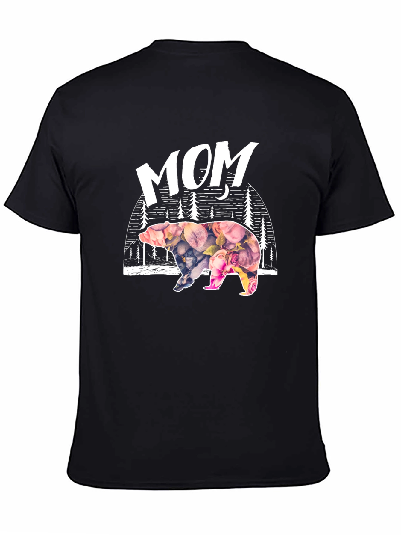 Mom Bear Floral Graphic T-Shirt
