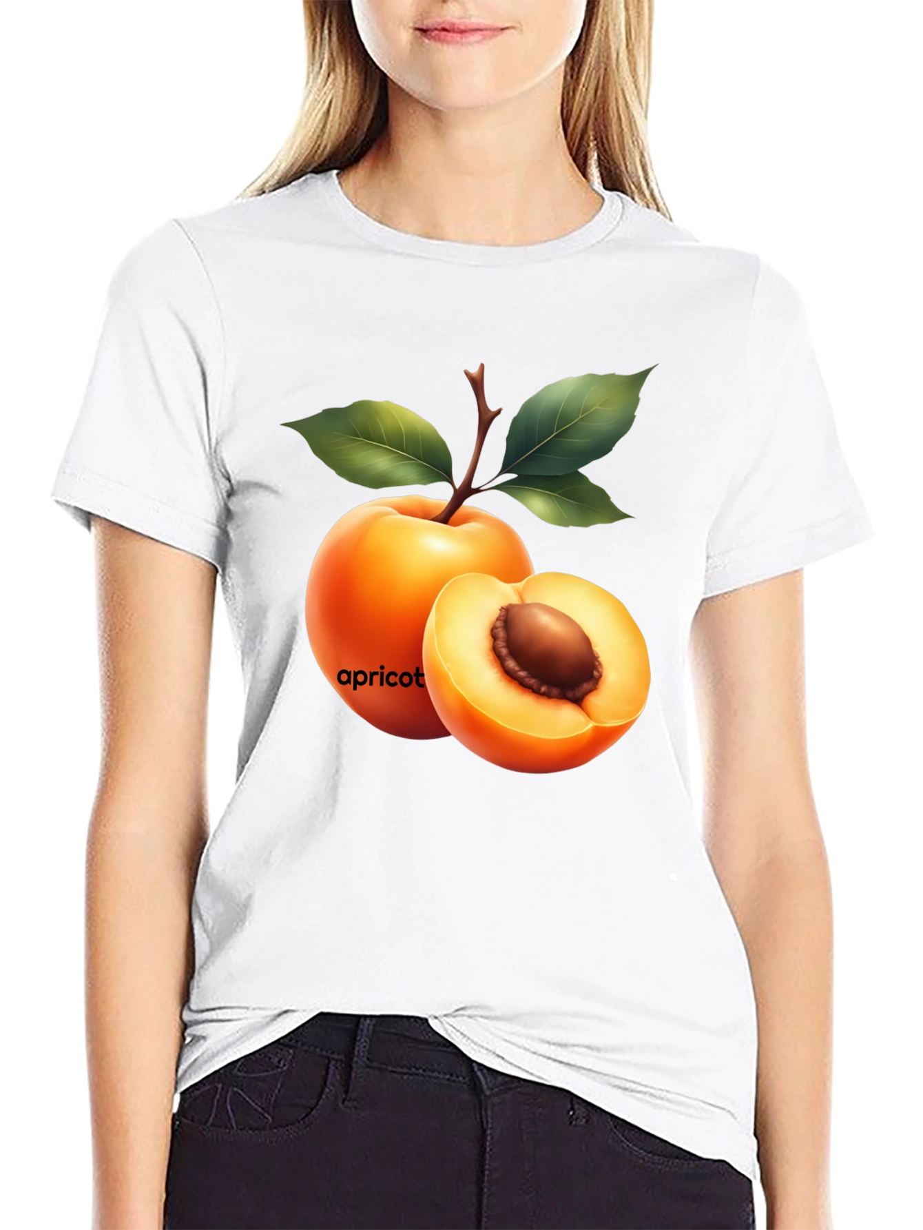 Apricot Graphic Tee - Fresh Fruit Design