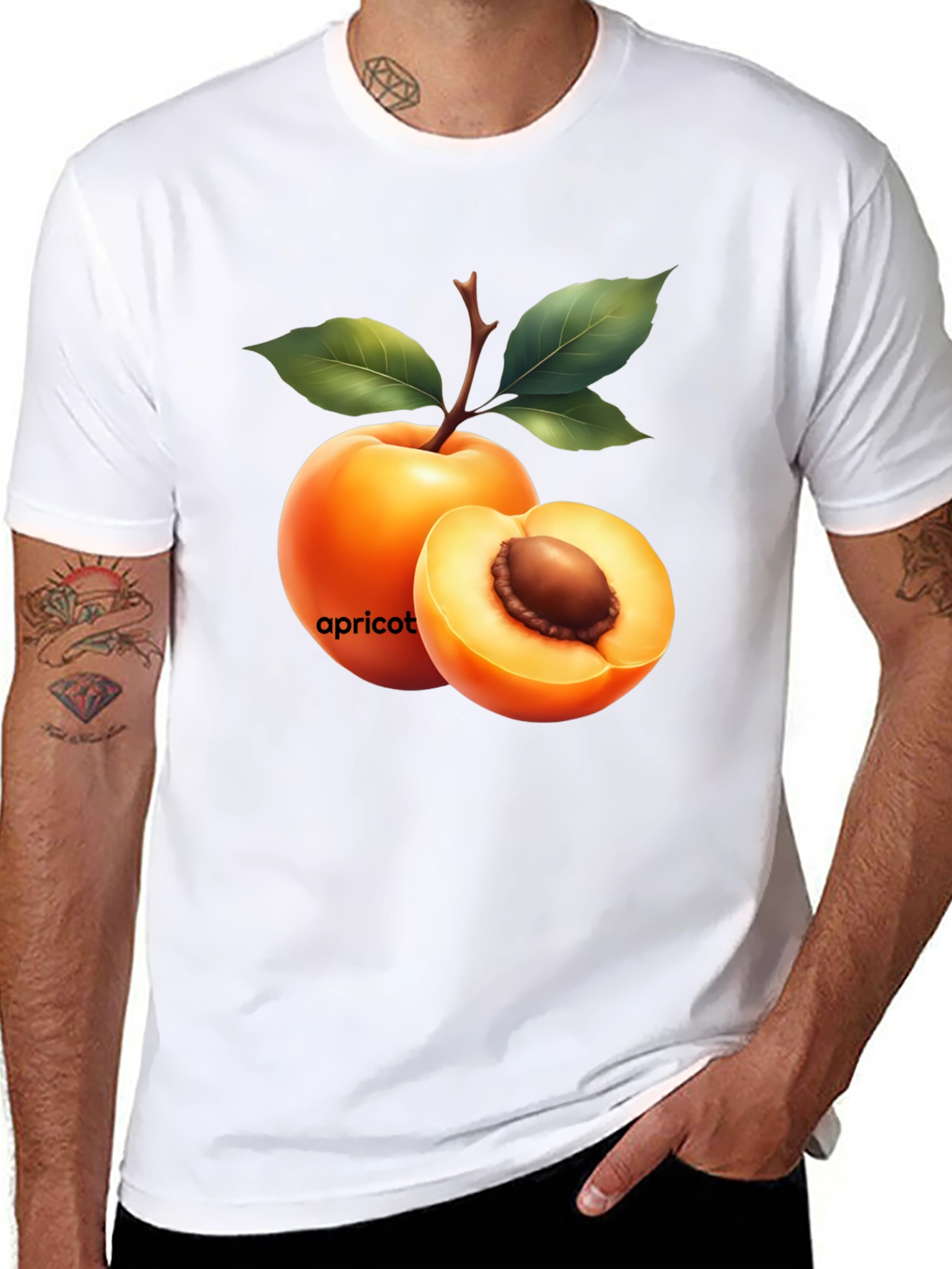 Apricot Graphic Tee - Fresh Fruit Design