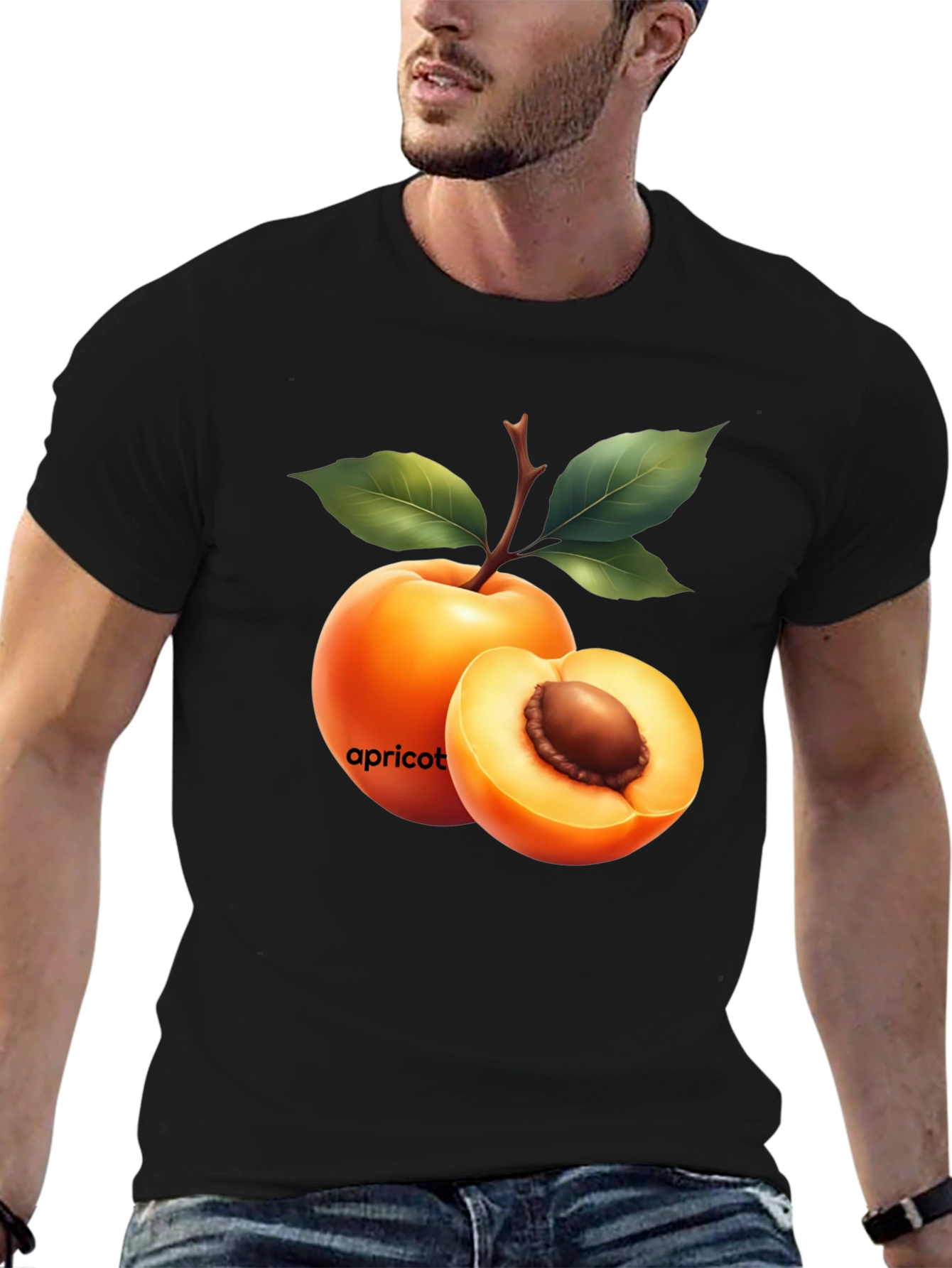 Apricot Graphic Tee - Fresh Fruit Design
