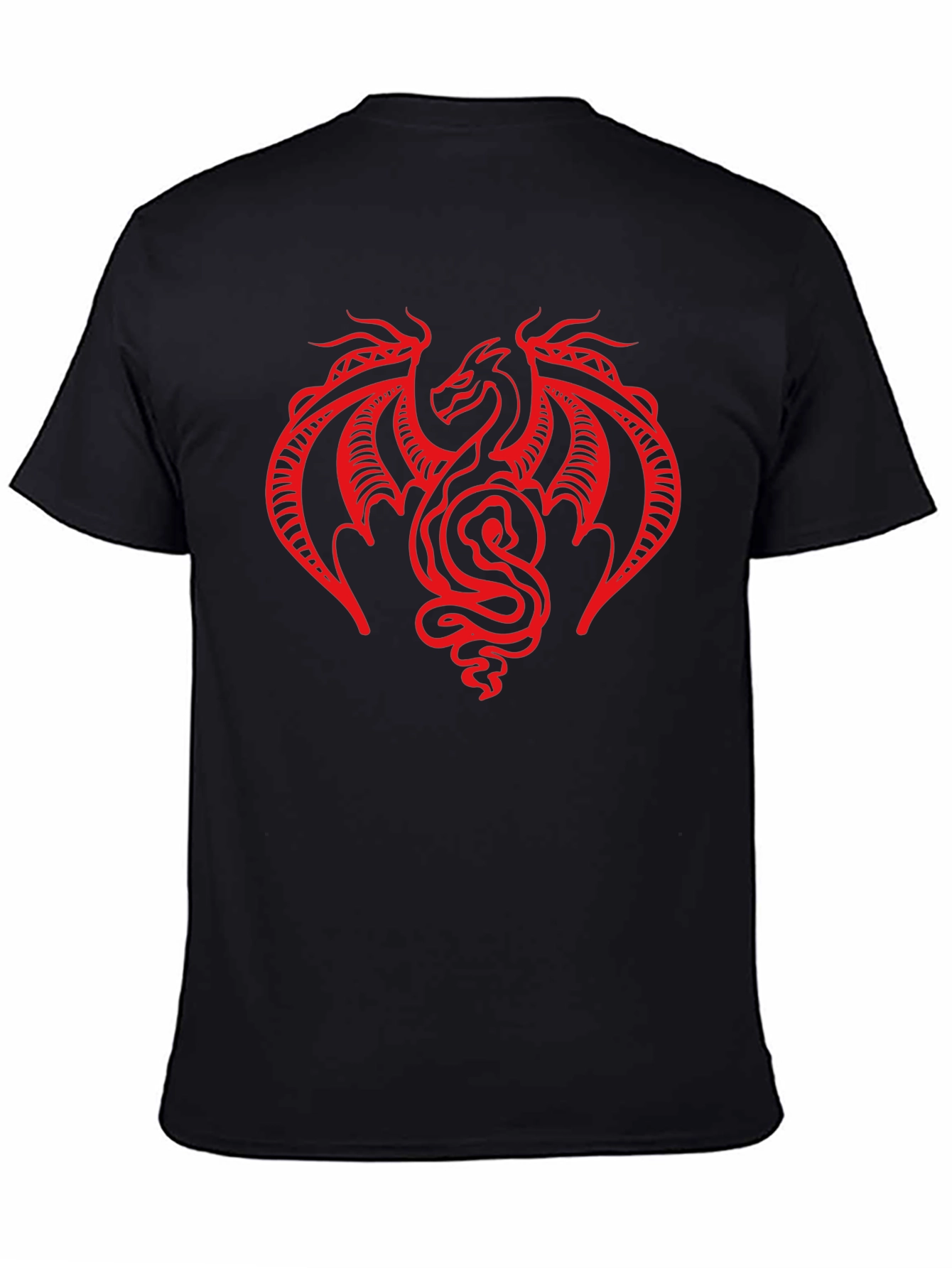 Black T-Shirt with Red Dragon Graphic