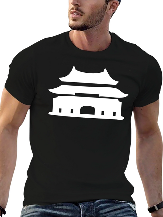 Temple Graphic Tee - Black Cotton Blend