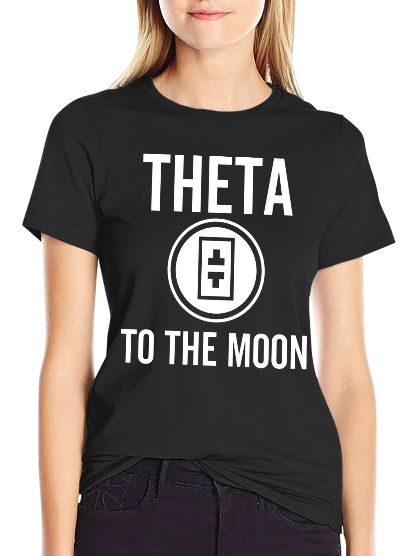 Theta To The Moon Black T-Shirt