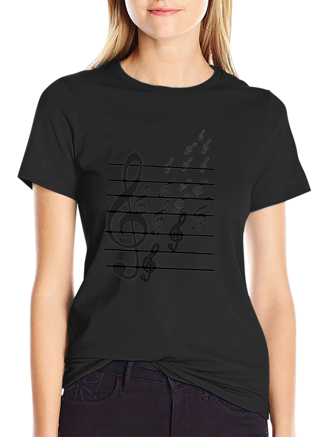 Musical Notes Black T-Shirt