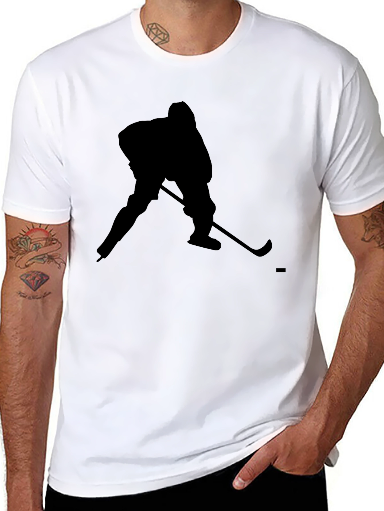 Hockey Player Silhouette Black T-Shirt