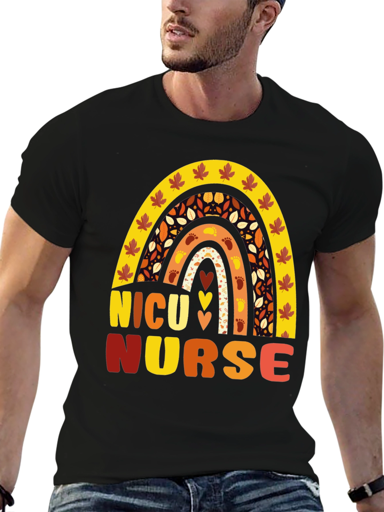 NICU Nurse Fall Rainbow T-Shirt
