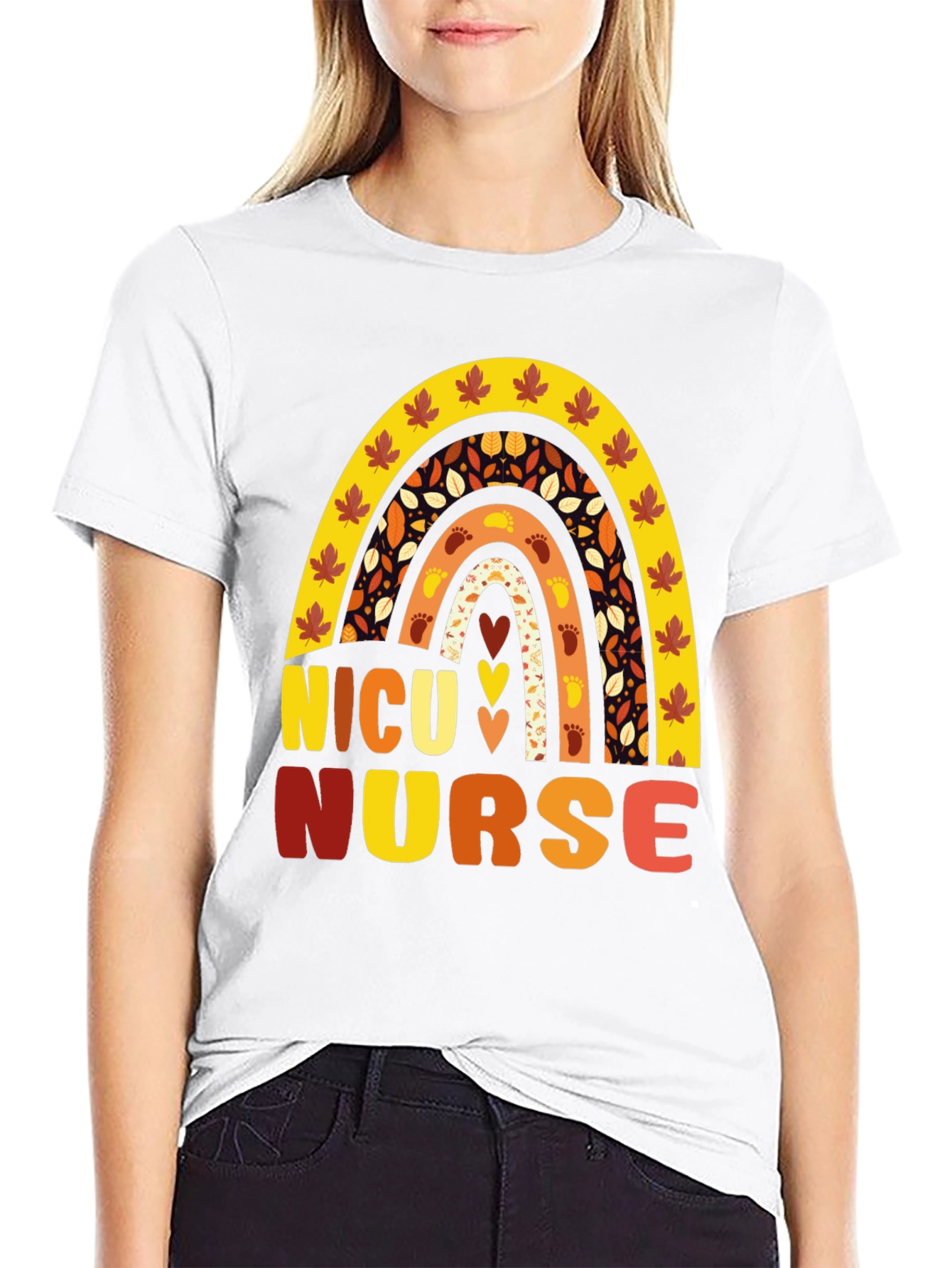 NICU Nurse Fall Rainbow T-Shirt