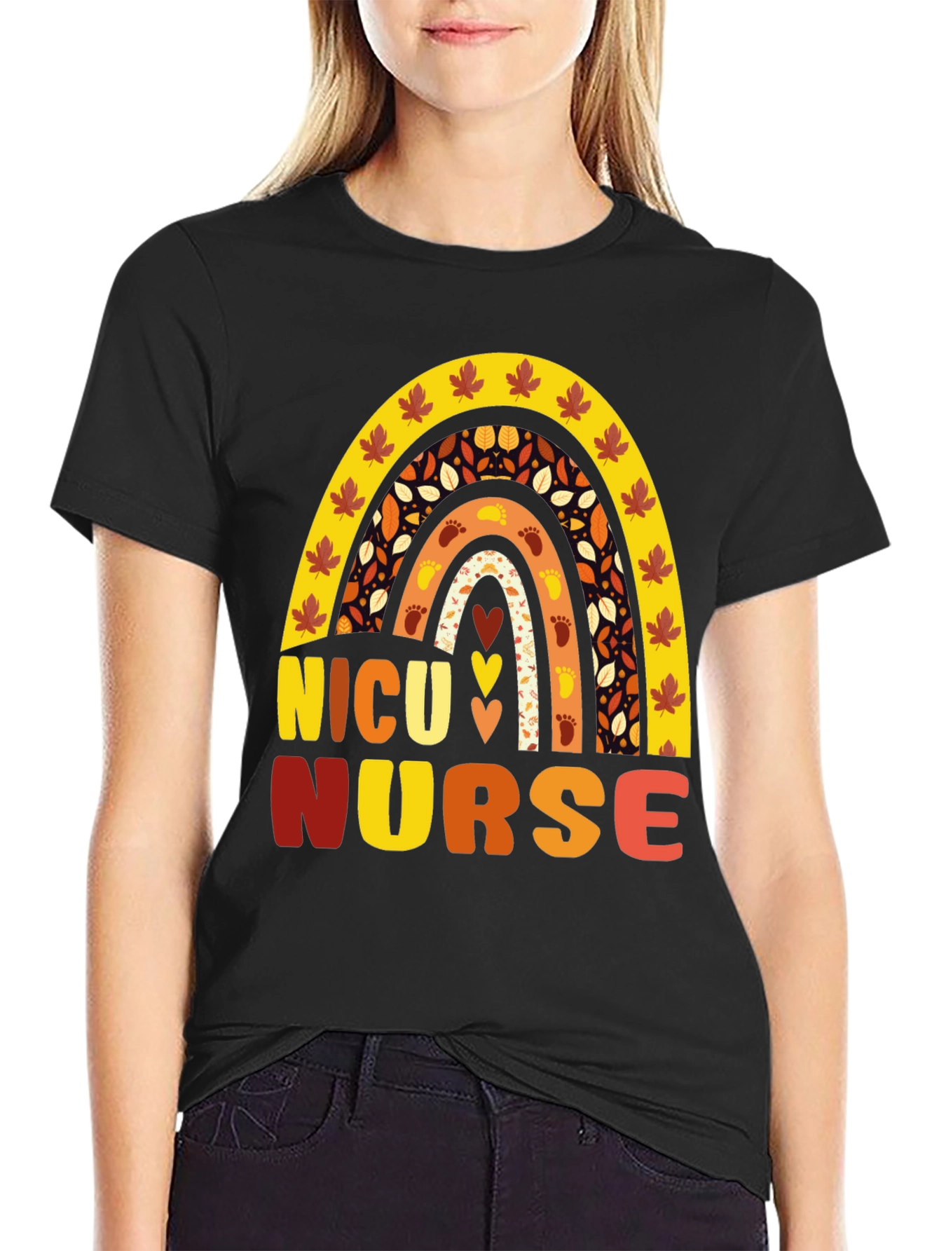 NICU Nurse Fall Rainbow T-Shirt