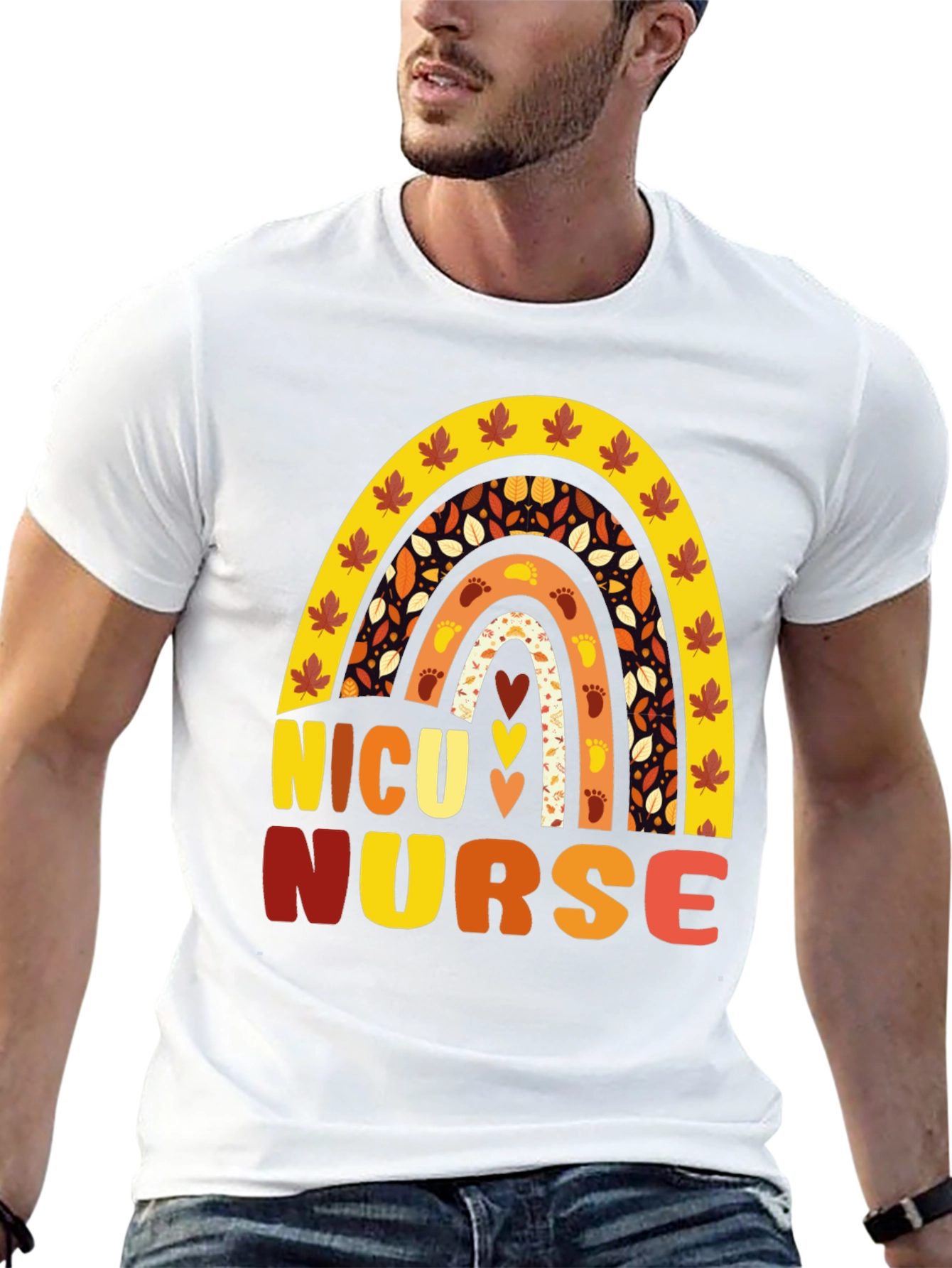 NICU Nurse Fall Rainbow T-Shirt
