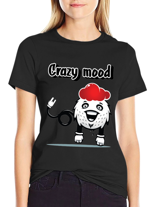 Crazy Mood Graphic Tee - Black Cotton T-Shirt
