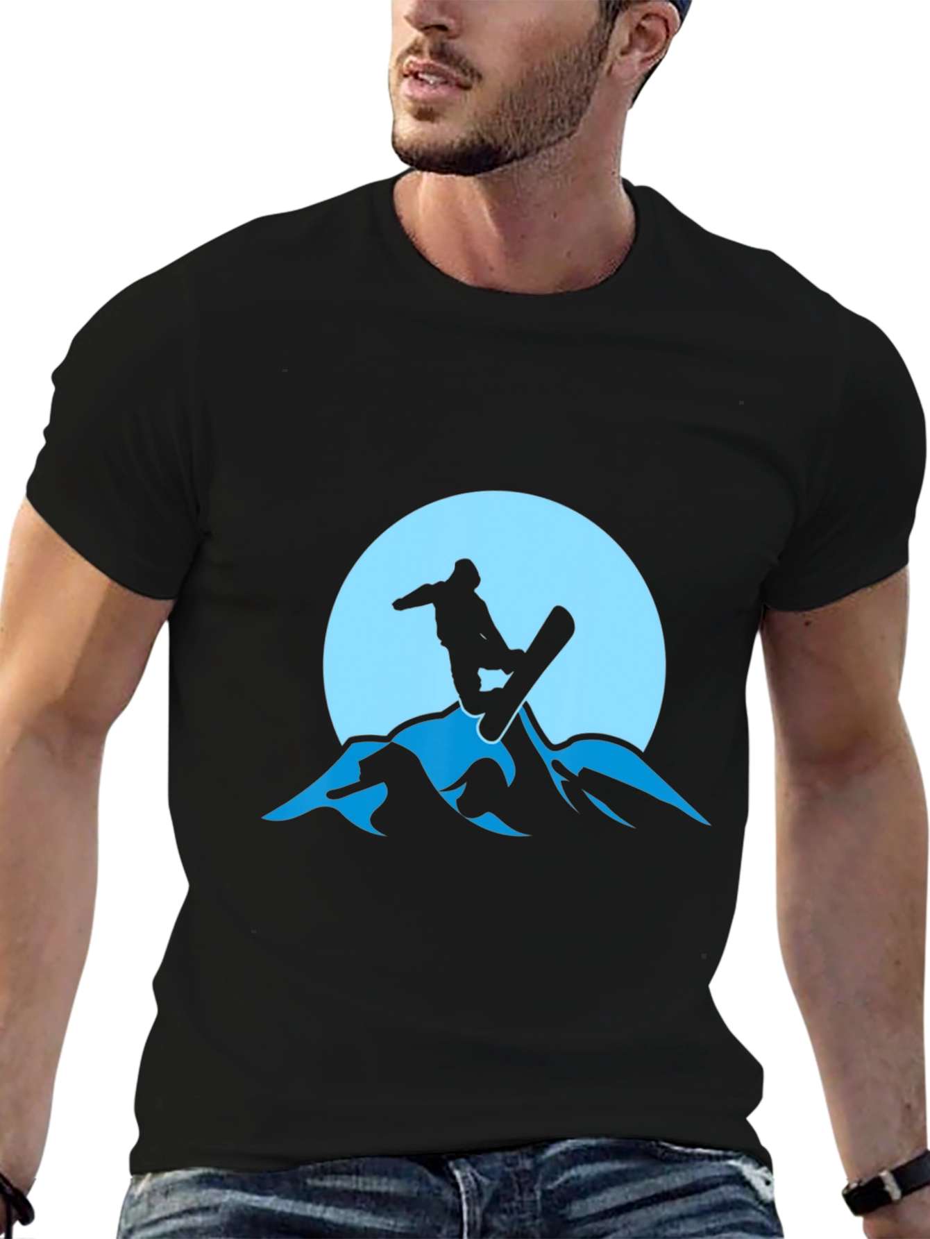 Snowboarder Silhouette Graphic Tee - Mountain Design