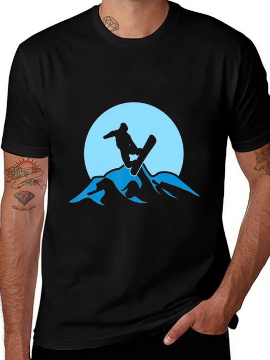 Snowboarder Silhouette Graphic Tee - Mountain Design