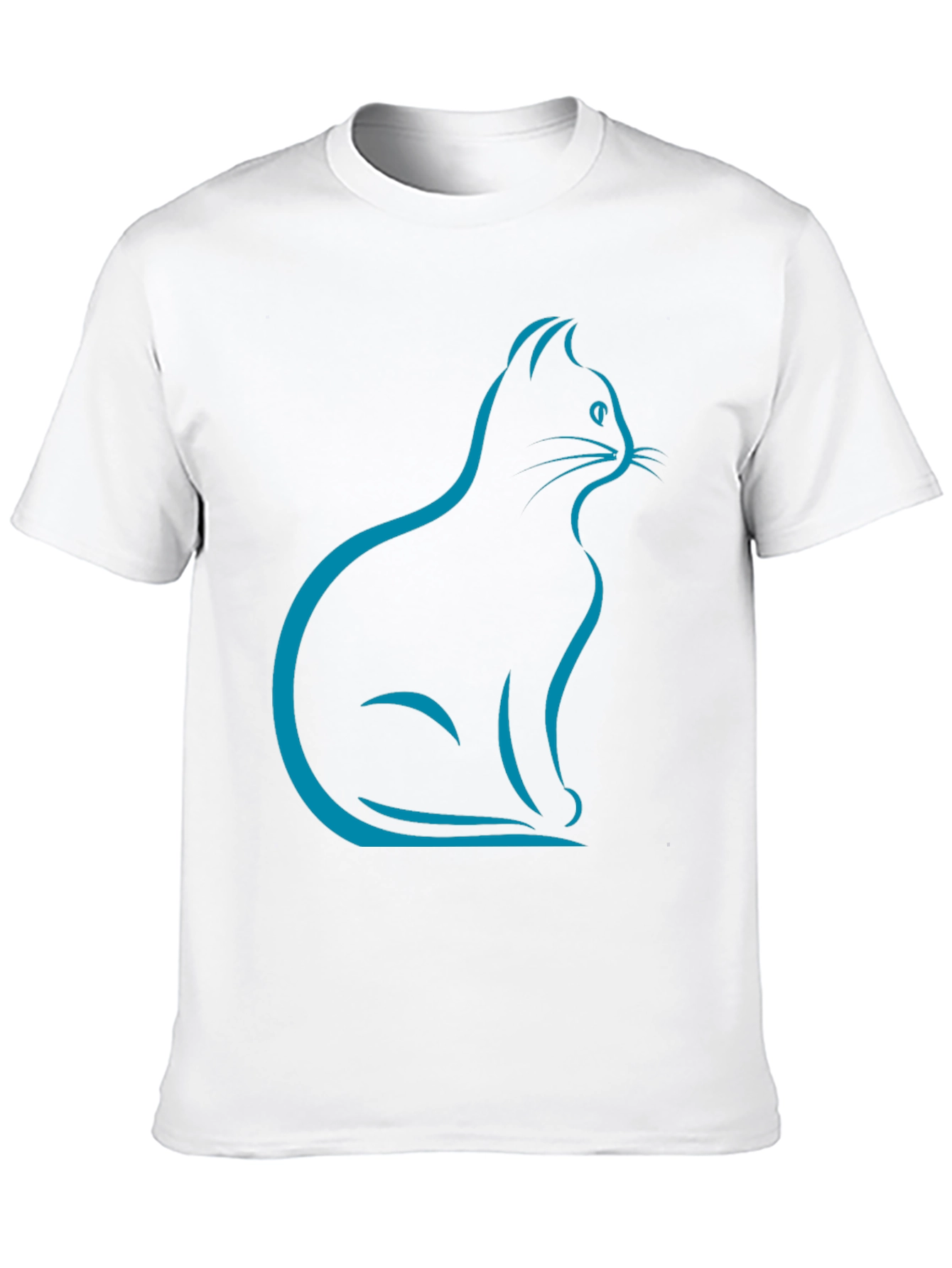 Stylish Cat Silhouette T-Shirt - Black