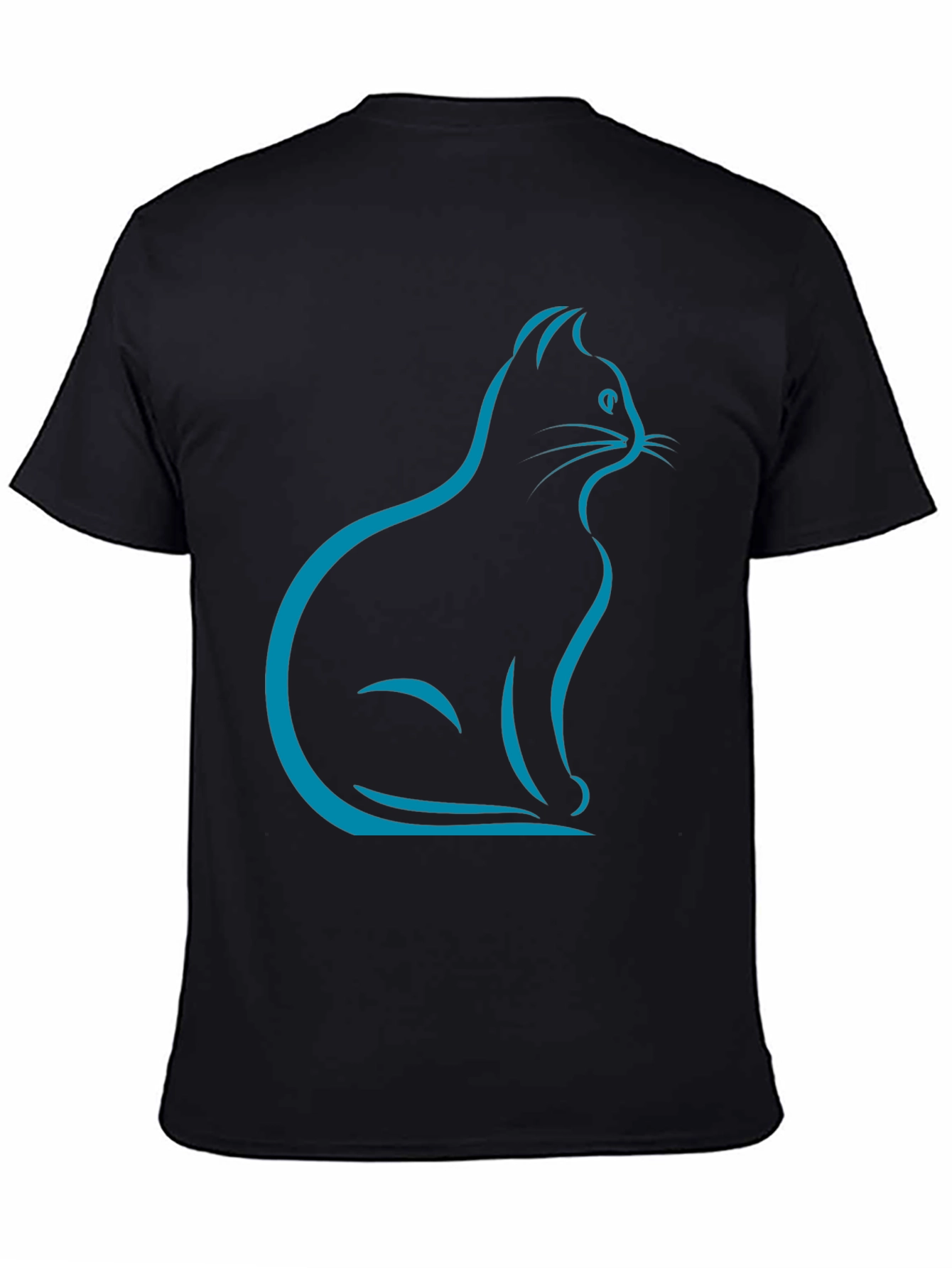 Stylish Cat Silhouette T-Shirt - Black
