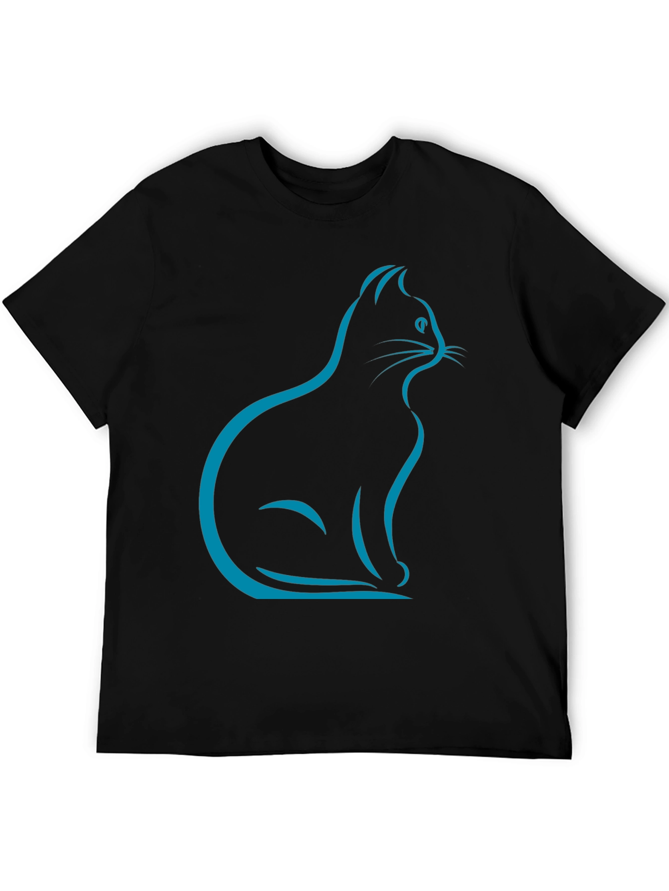 Stylish Cat Silhouette T-Shirt - Black