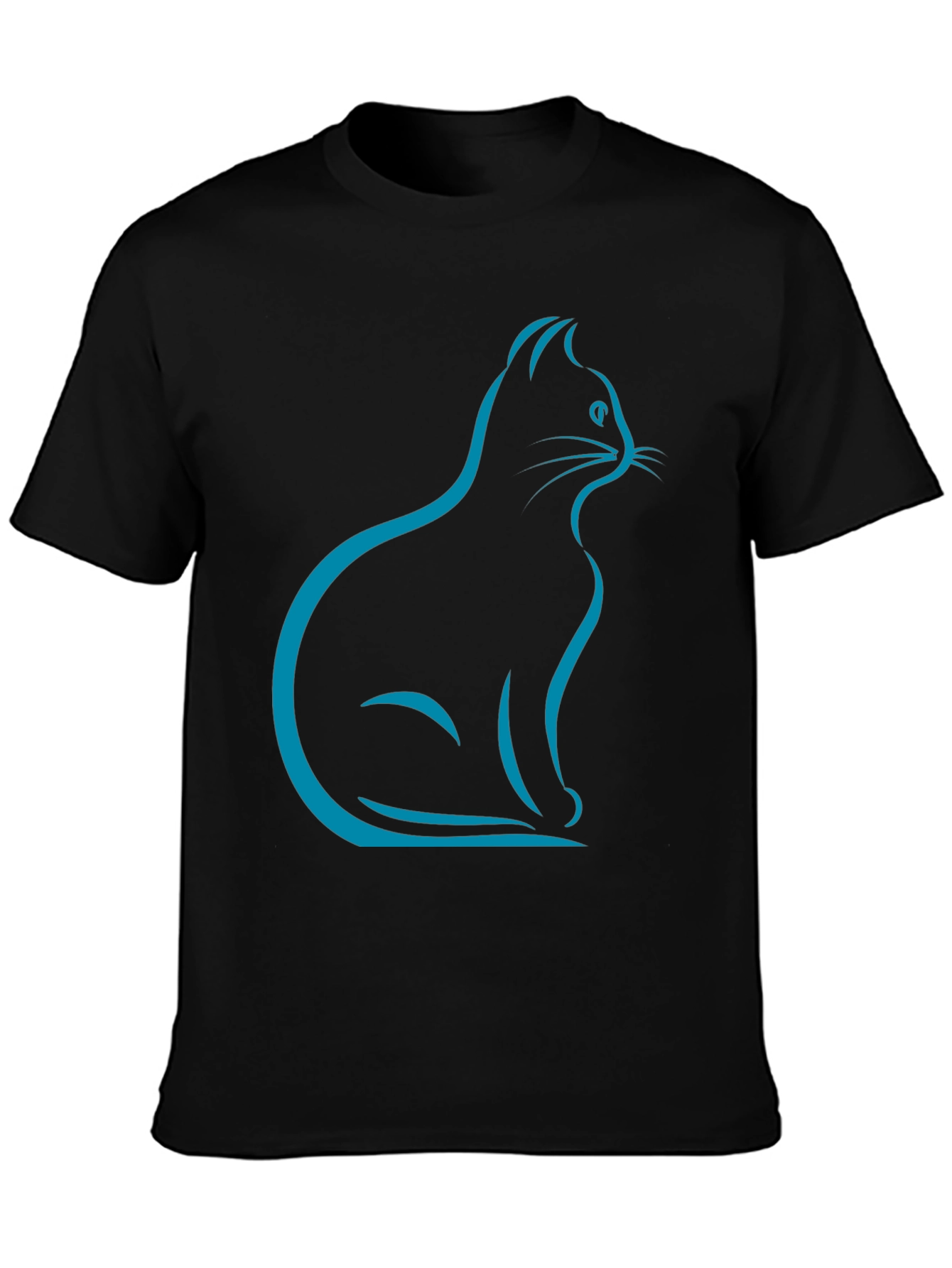 Stylish Cat Silhouette T-Shirt - Black