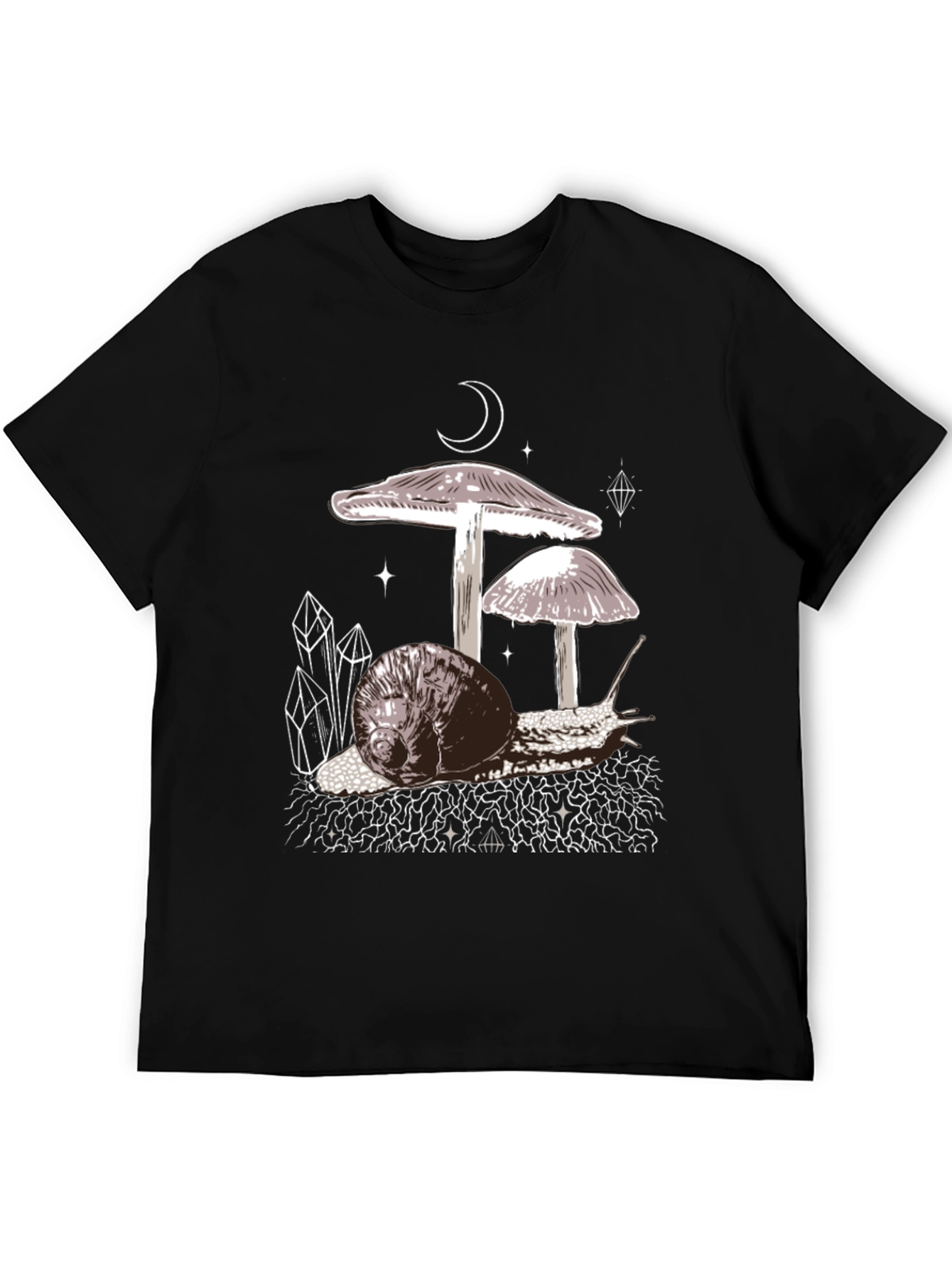 Mushroom Snail Graphic Tee - Black