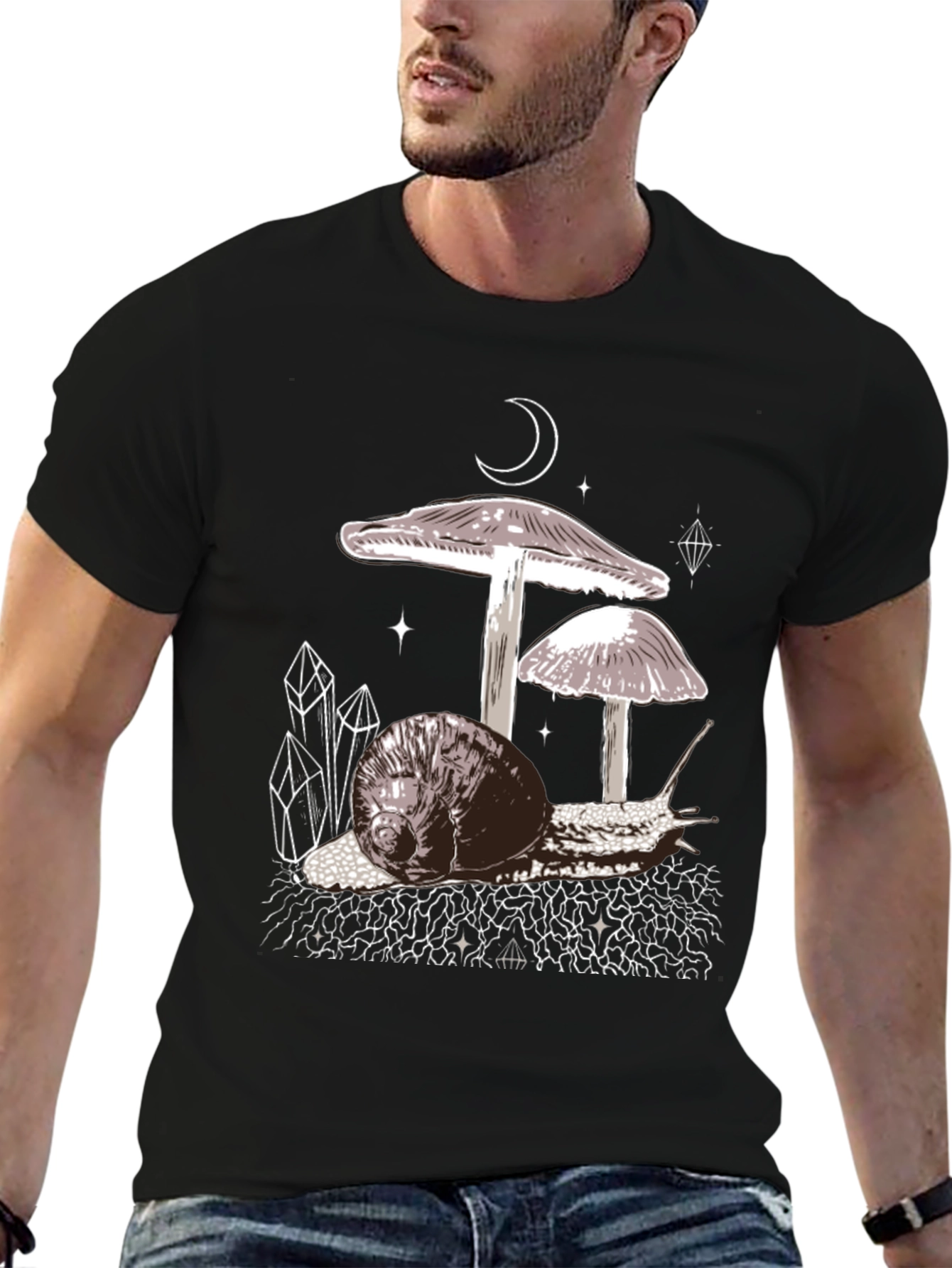 Mushroom Snail Graphic Tee - Black