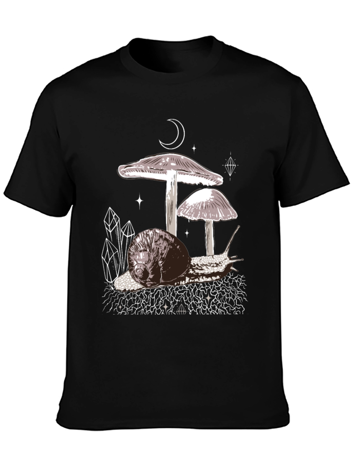 Mushroom Snail Graphic Tee - Black