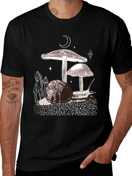 Mushroom Snail Graphic Tee - Black