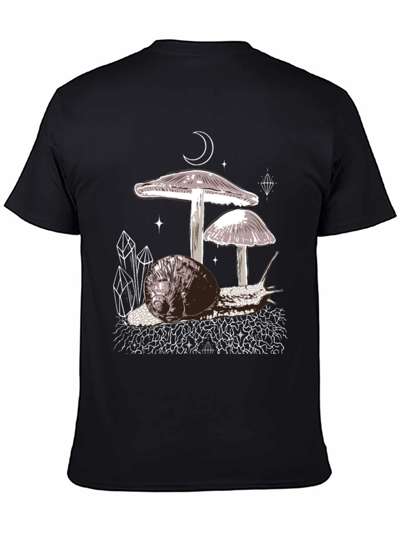 Mushroom Snail Graphic Tee - Black