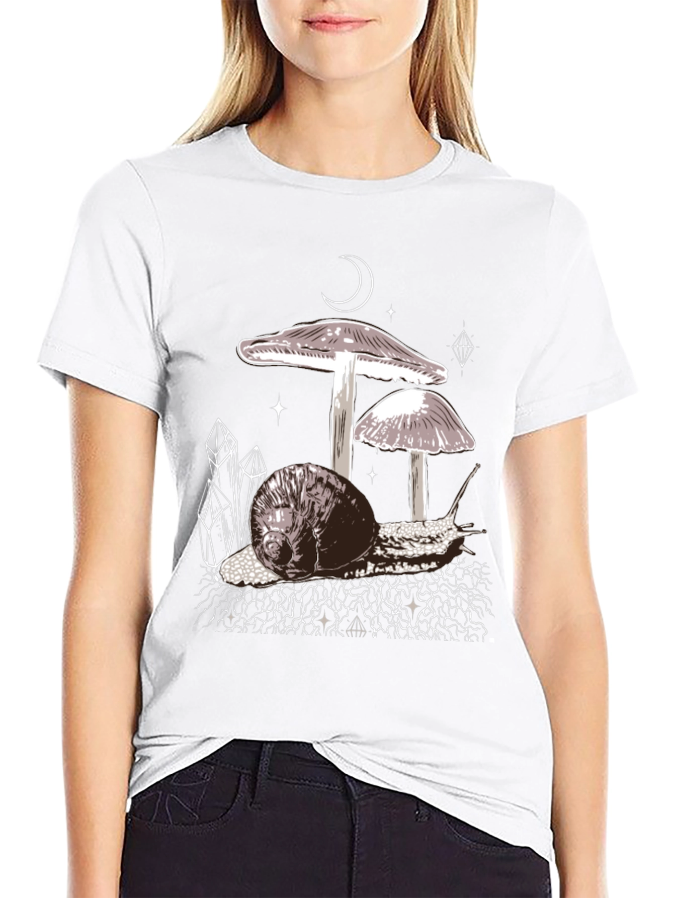 Mushroom Snail Graphic Tee - Black