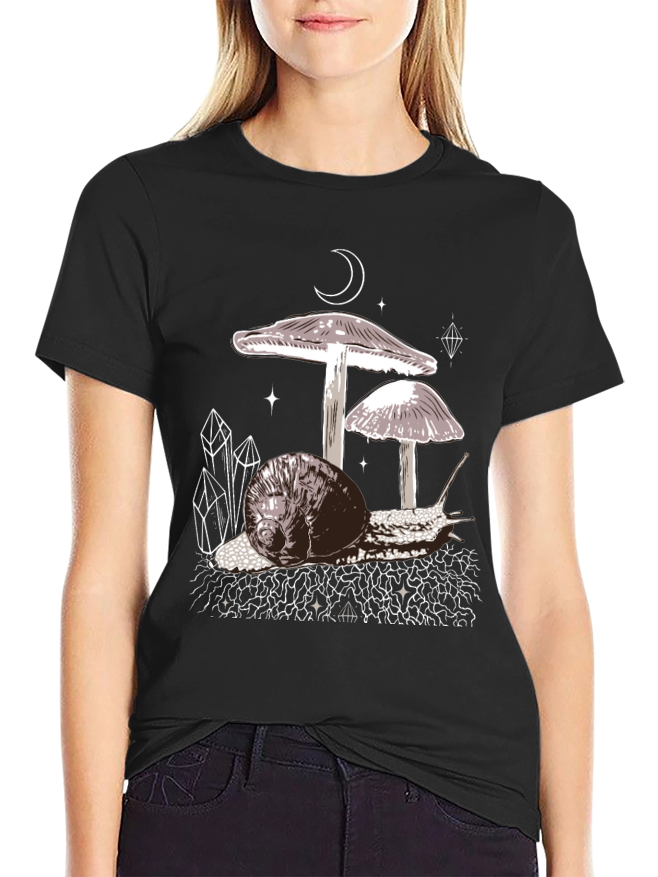 Mushroom Snail Graphic Tee - Black