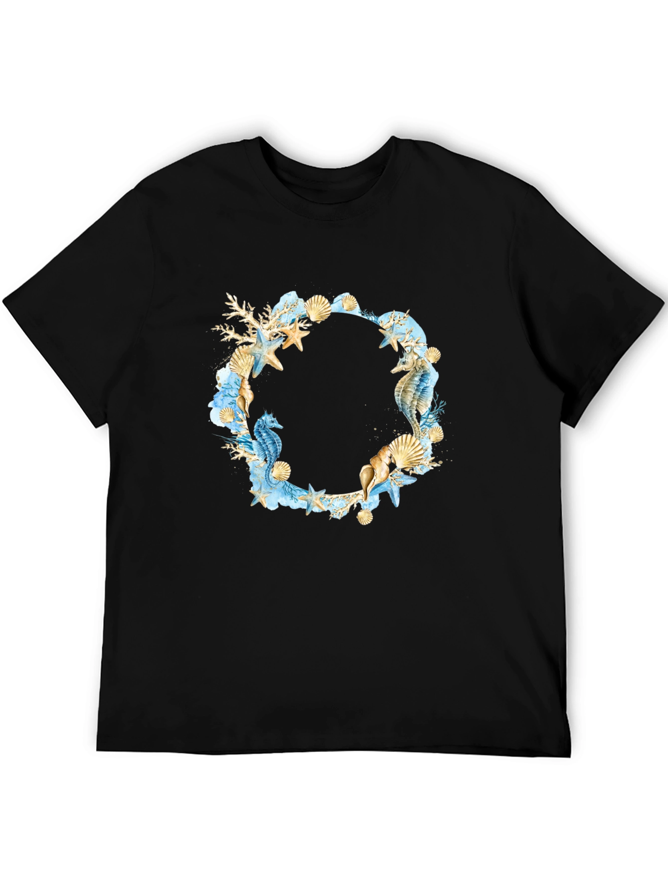 Sea Life Wreath Black T-Shirt