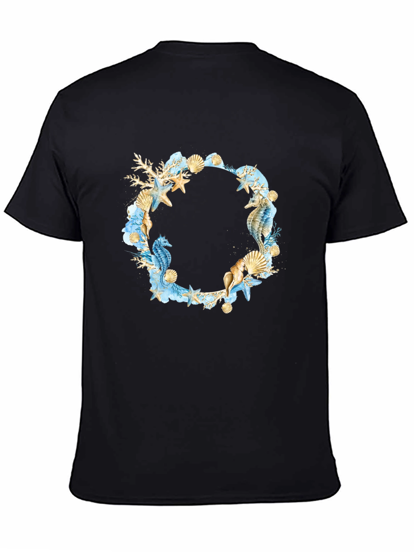 Sea Life Wreath Black T-Shirt