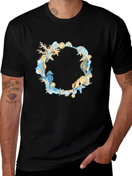 Sea Life Wreath Black T-Shirt