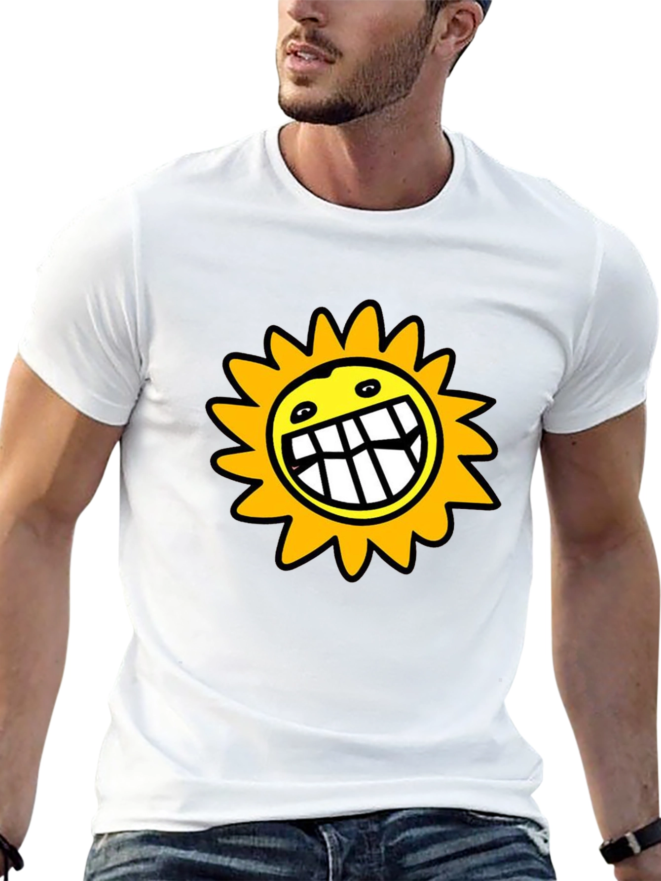Smiling Sun Graphic Black T-Shirt