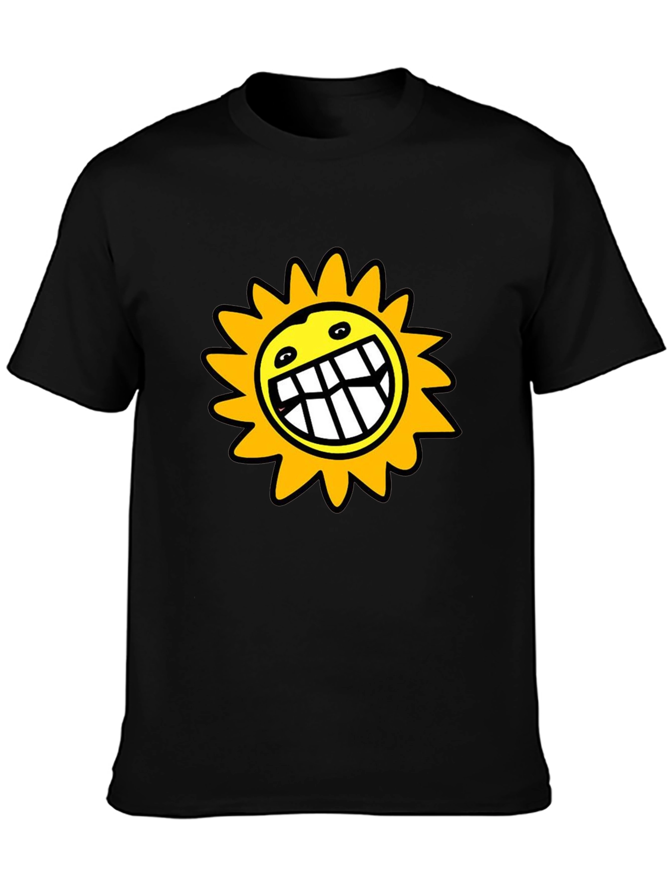 Smiling Sun Graphic Black T-Shirt