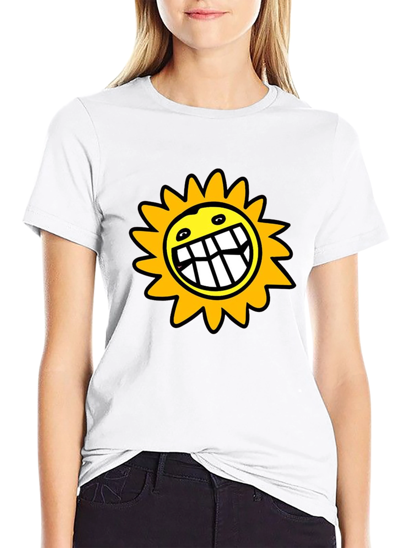 Smiling Sun Graphic Black T-Shirt