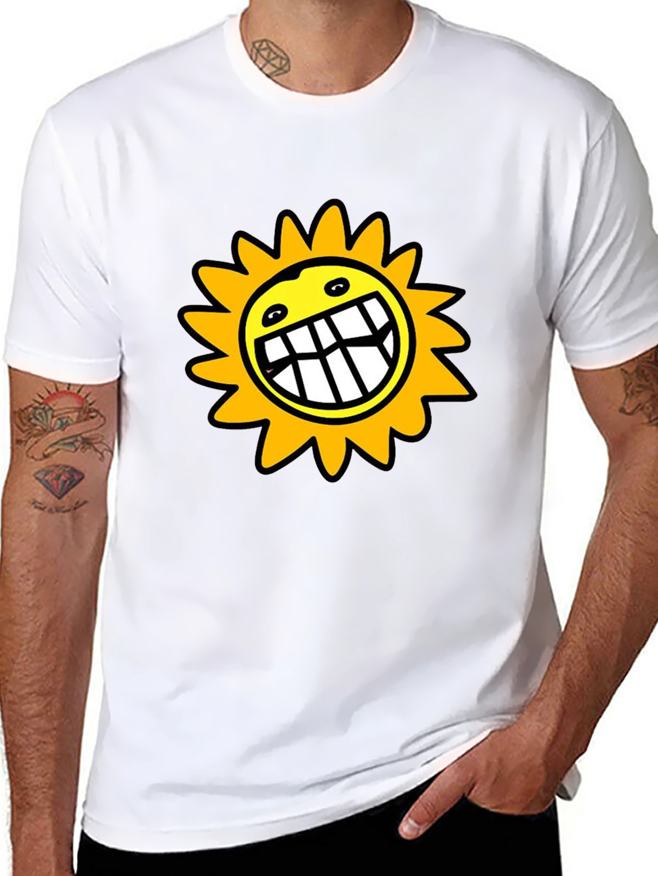 Smiling Sun Graphic Black T-Shirt