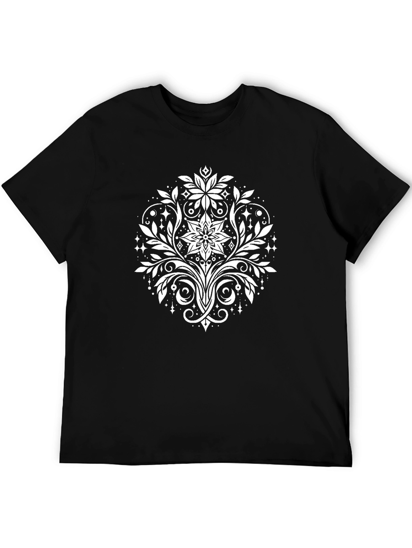 Floral Ornament Black T-Shirt