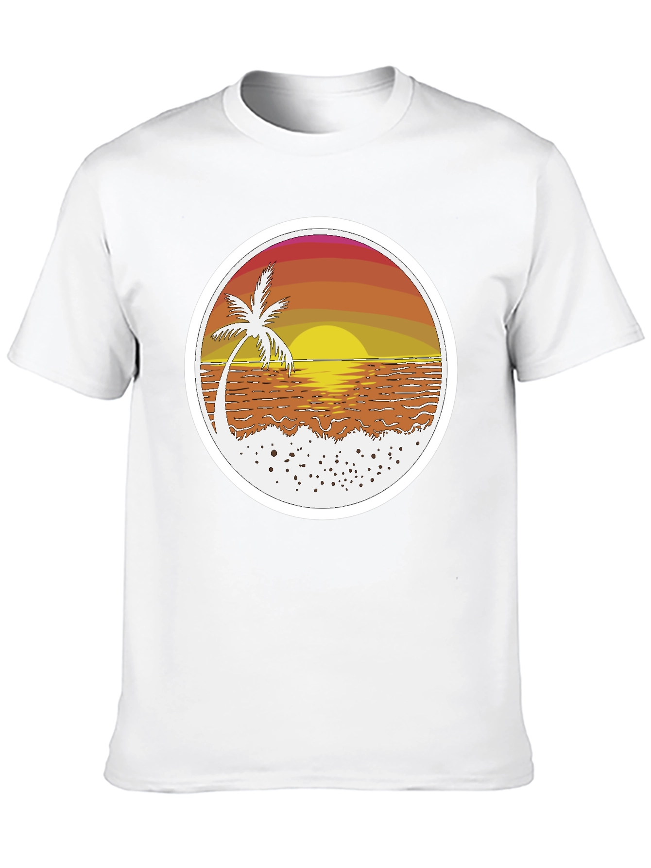 Sunset Palm T-Shirt - Beach Vibes Retro Design