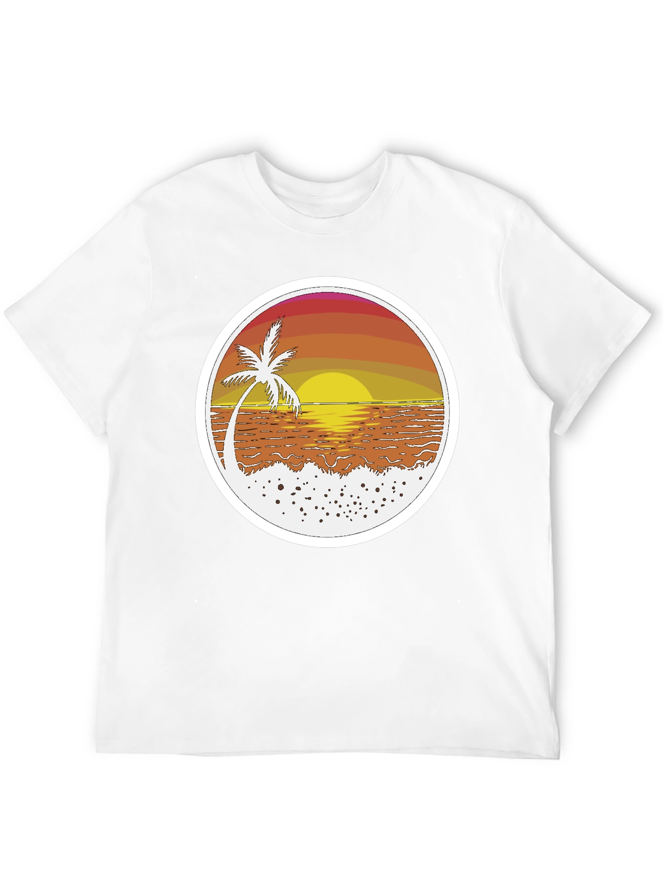 Sunset Palm T-Shirt - Beach Vibes Retro Design